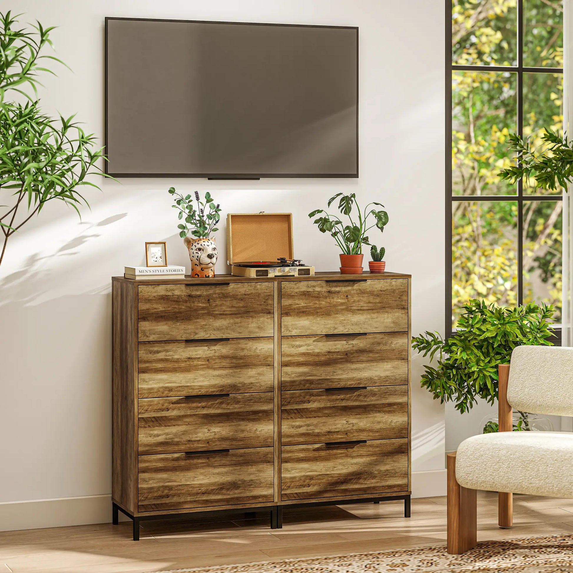 4 Drawer Dresser Tower, Chest for Bedroom, Hallway, Natural Storage Cabinets at Gallery Canada