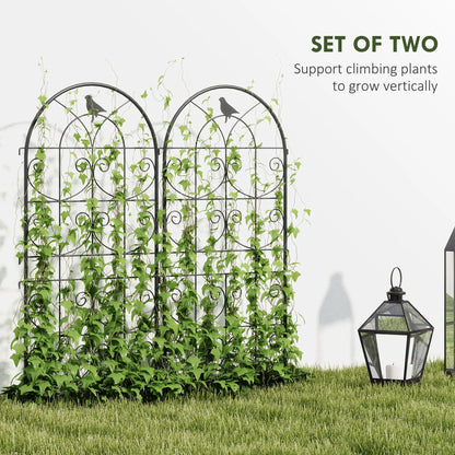 Metal Garden Trellis Set, Bird Design, 19.7" W x 47.2" H, Black Plant Stands at Gallery Canada