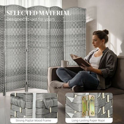 6 Ft Folding Room Divider, 8 Panel Portable Privacy Screen, Mixed Grey Room Dividers at Gallery Canada