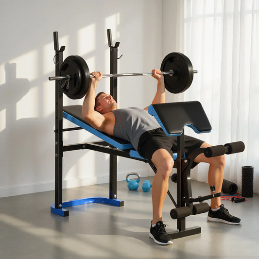Adjustable Weight Bench, Barbell Rack, Leg Developer, Black Weight Benches Black, Blue at Gallery Canada