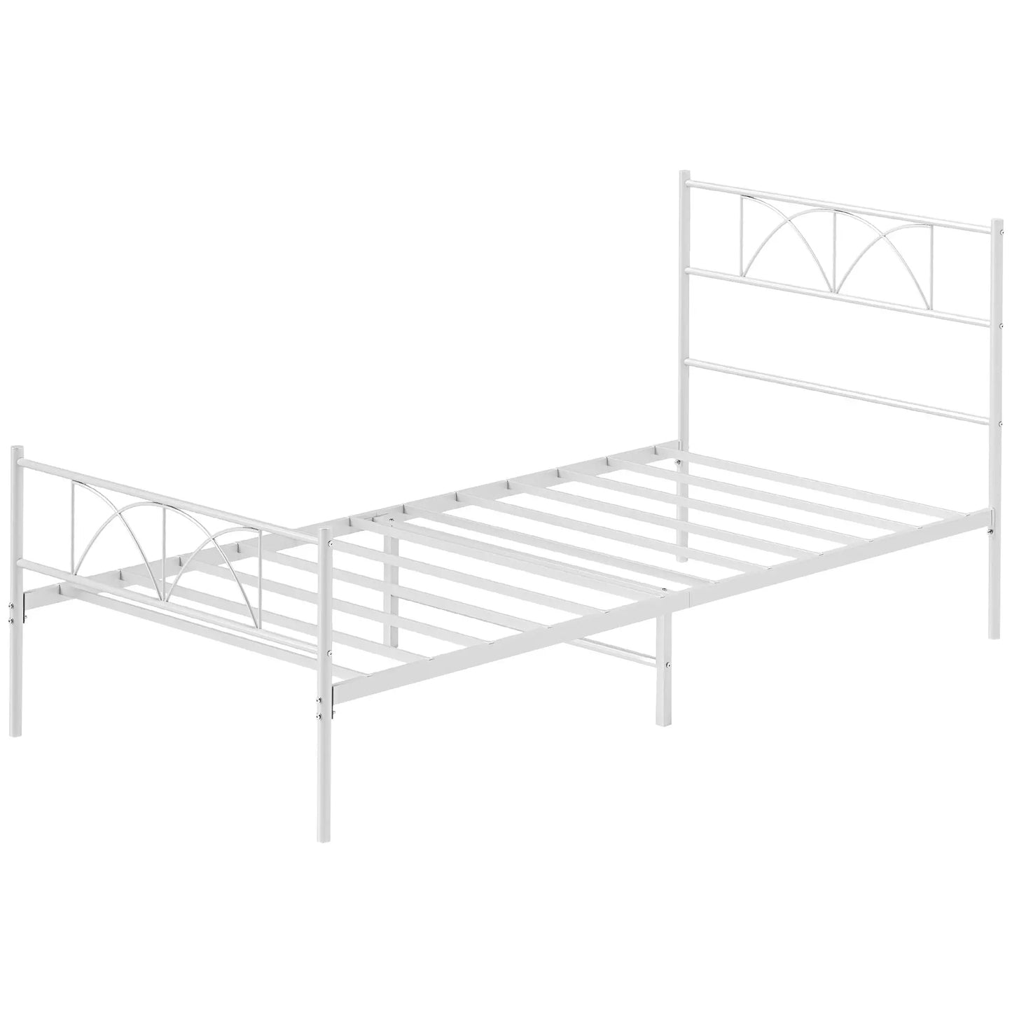 Metal Twin Bed Frame, Headboard, Steel Slat Support, Underbed Storage Bed Frames White at Gallery Canada