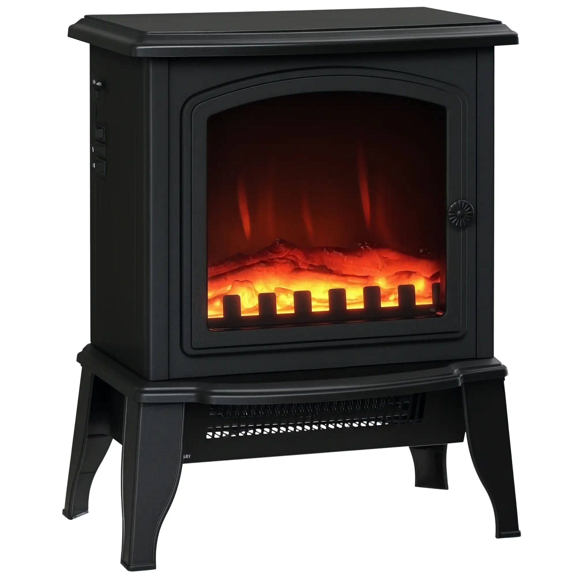 Electric Fireplace Heater, Freestanding, Realistic Flame, Overheat Protection, 750W/1500W, Black Electric Fireplaces Black at Gallery Canada