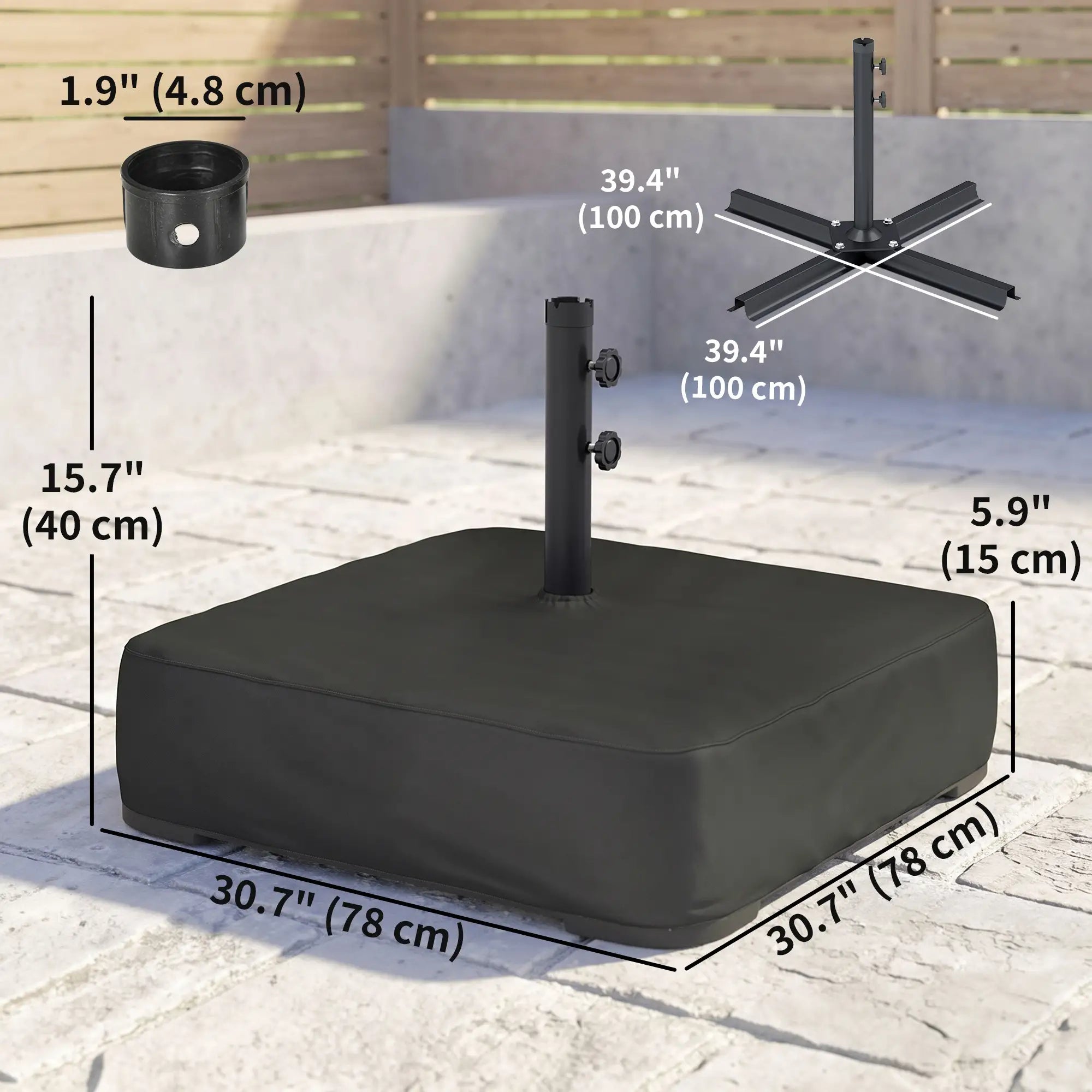 Sand Filled Parasol Base, 176 lbs, Heavy Duty Stand, Black Umbrella Bases at Gallery Canada