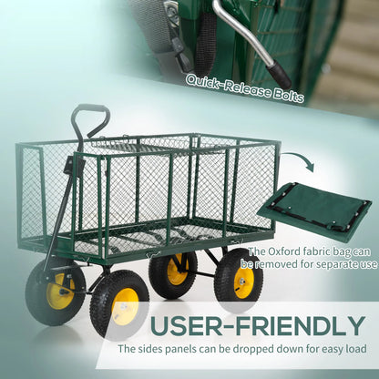 342L Utility Wagon Cart, Removable Mesh Sides, Flatbed for Beach Lawn Yard Folding Garden Carts at Gallery Canada