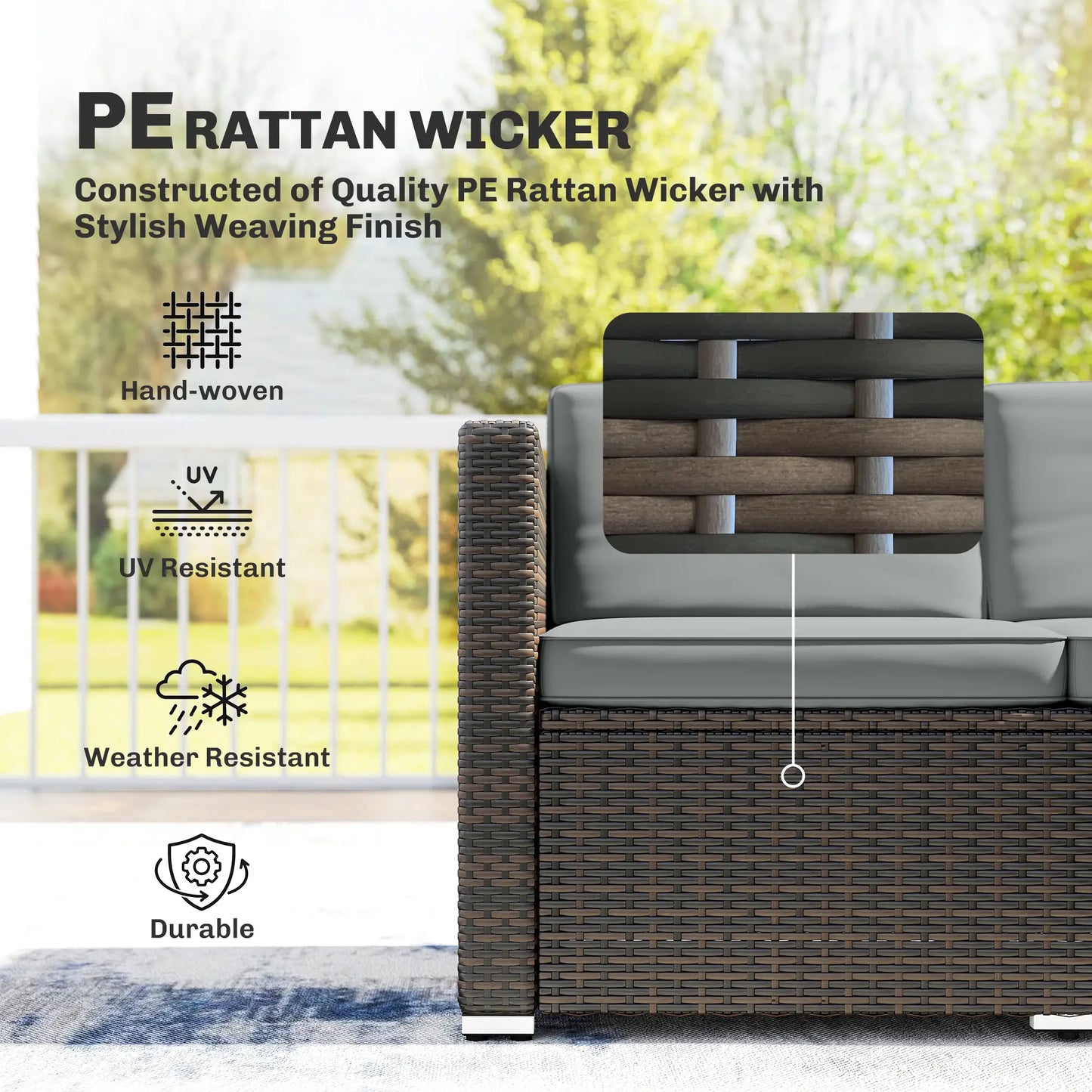 3-Piece Patio Furniture Set With Cushions, Outdoor Rattan Sofa With Glass Table Patio Furniture Sets at Gallery Canada