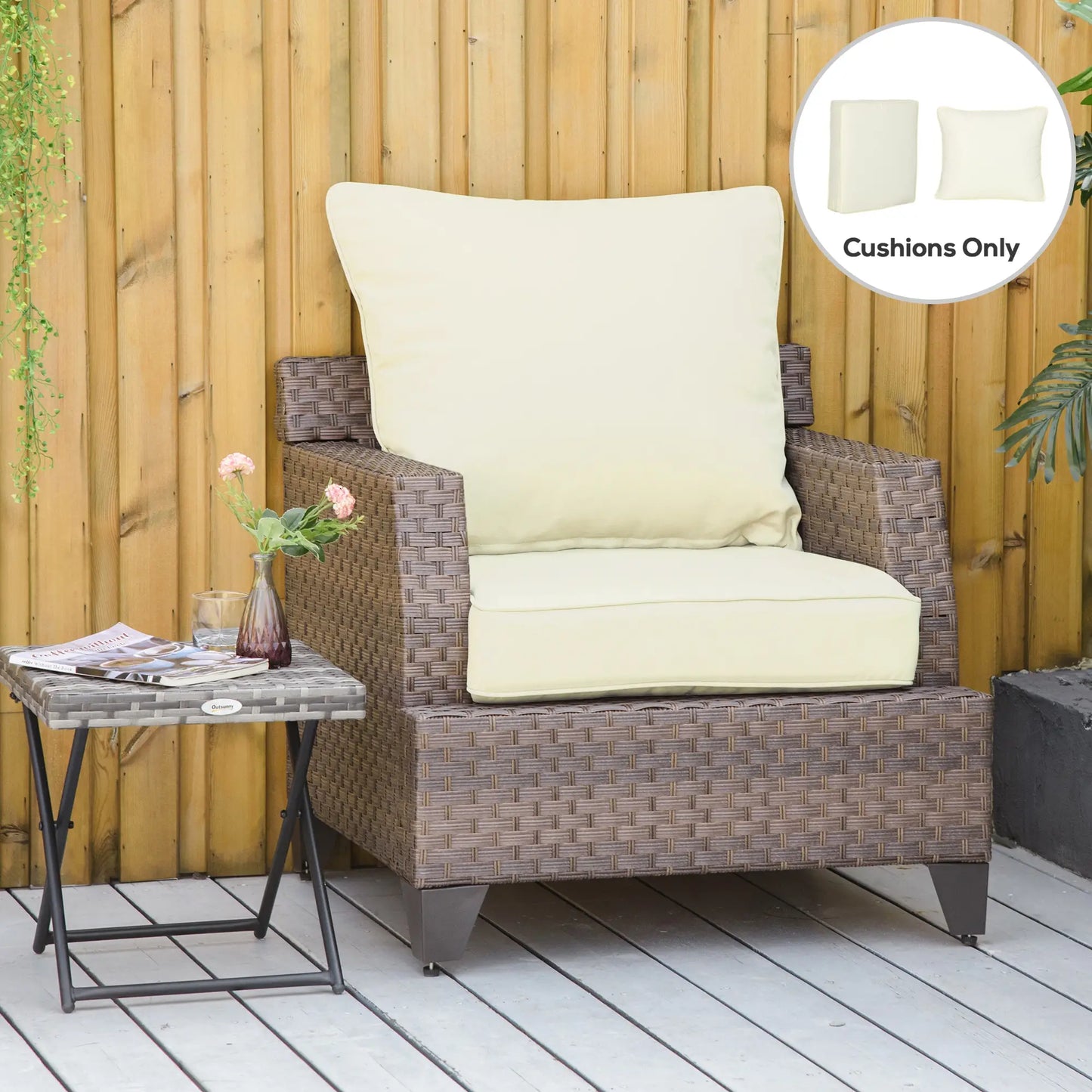Patio Chair Cushions, Thick Deep Seat with Back Cushion, Cream White Patio Chair Cushions at Gallery Canada