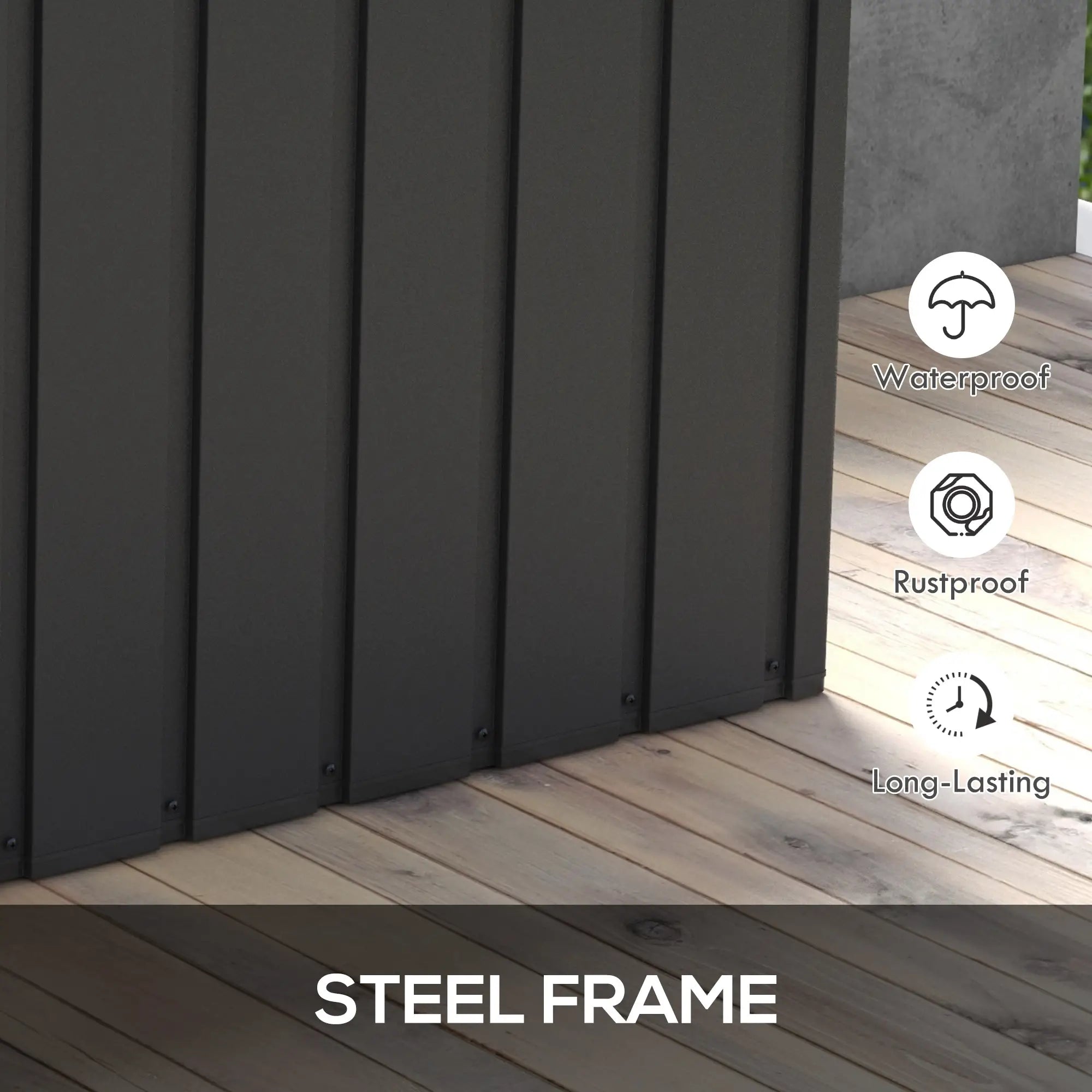 119 Gallon Deck Box, Lockable Galvanised Steel Storage Container, Dark Grey Patio Storage Boxes at Gallery Canada