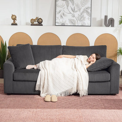 83.5" 3 Seater Sofa, Modern Upholstered Couch, Dark Grey 3-Seater Sofas at Gallery Canada