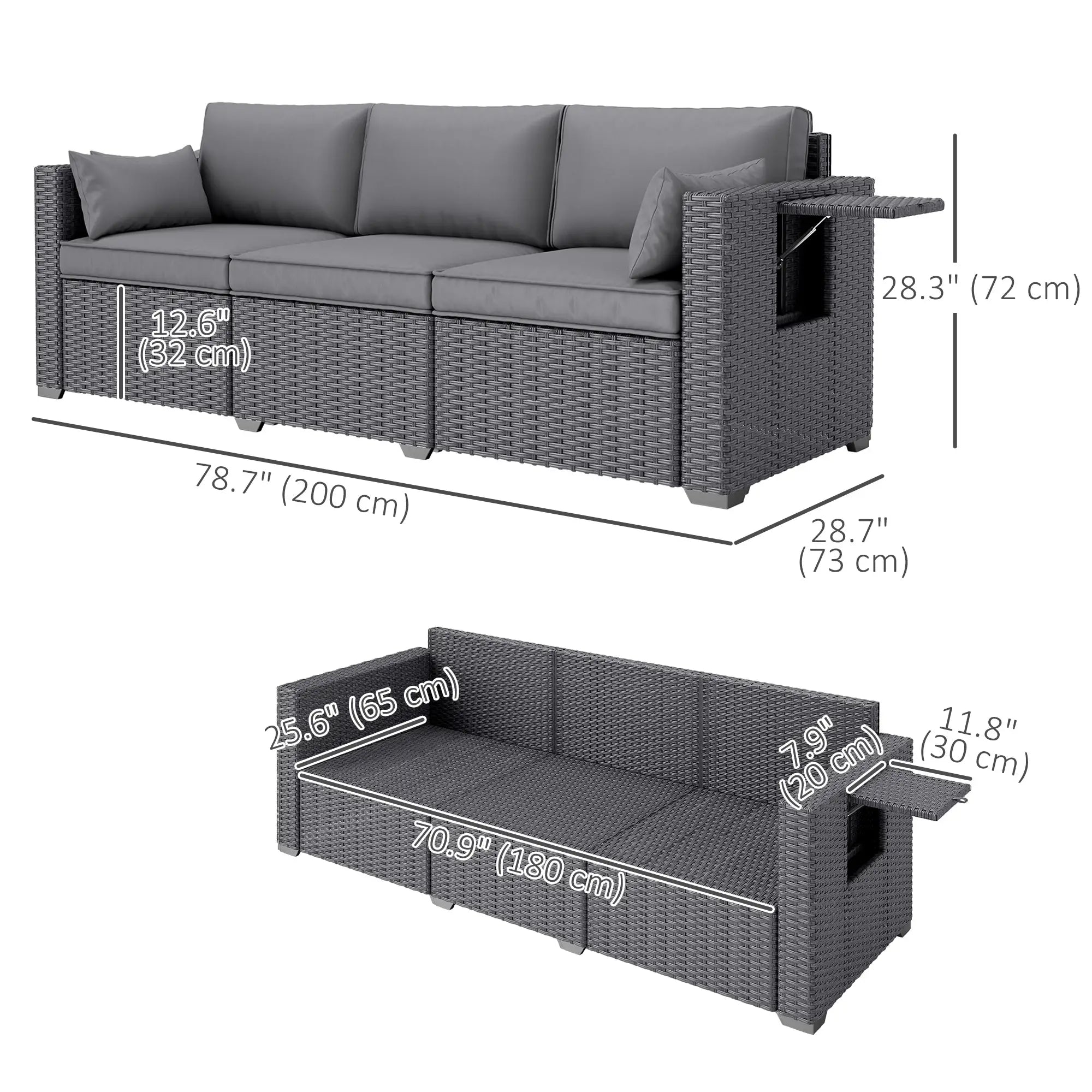 3 Seater Wicker Patio Sofa, 6
