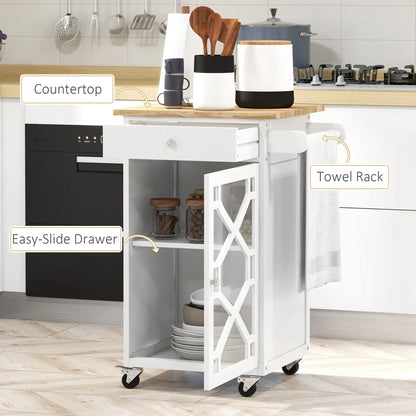 Kitchen Cart on Wheels, Adjustable Shelf, Towel Rack, White Kitchen Islands & Kitchen Carts at Gallery Canada