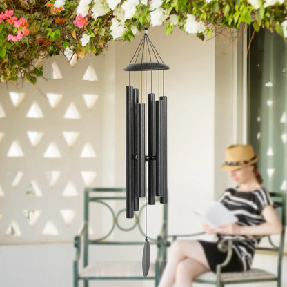 45" Deep Tone Wind Chime, 6 Aluminum Tubes, Outdoor Decor, Dark Grey Garden Decor at Gallery Canada