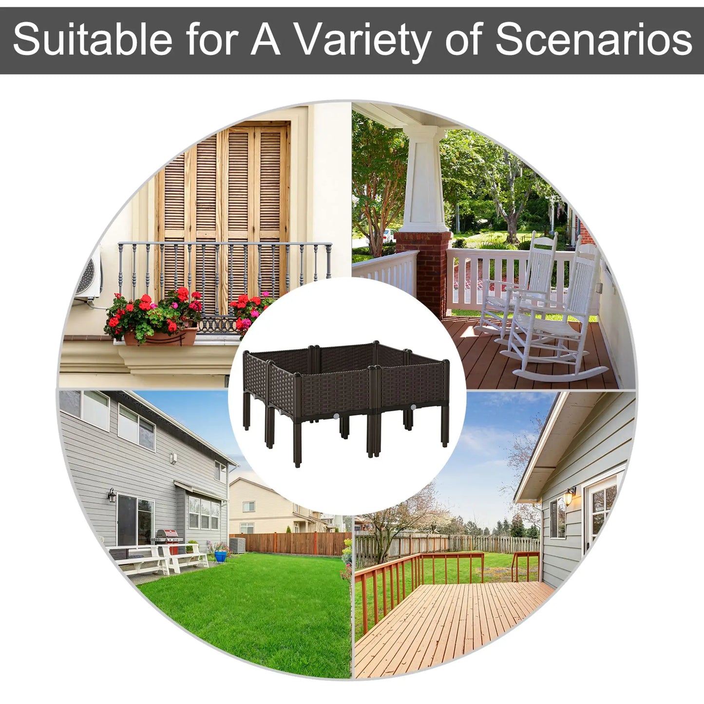 4-Piece Raised Garden Bed, PP Flower Bed, Stackable Vegetable Herb Grow Box Elevated Garden Beds at Gallery Canada