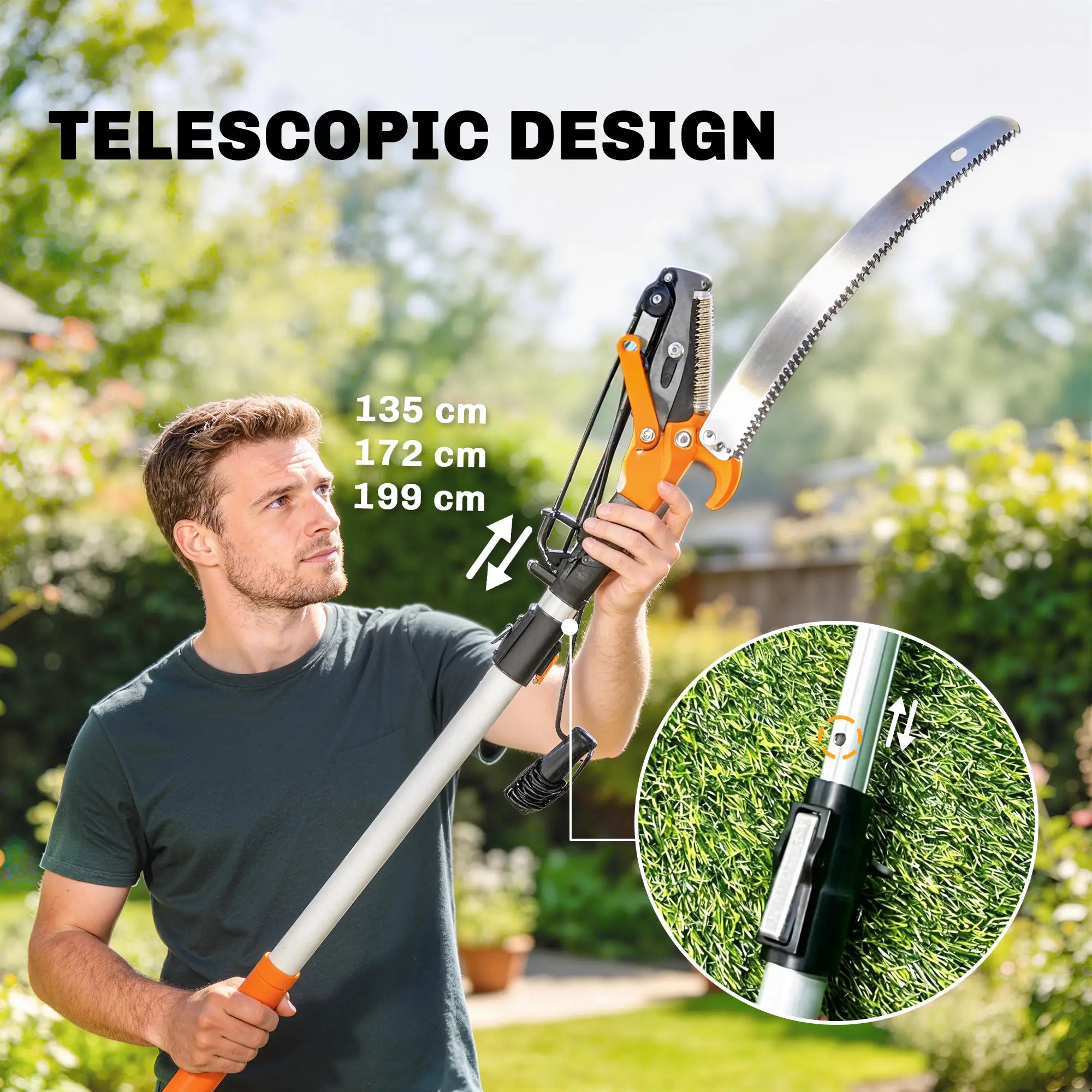 6.5ft Manual Pole Saw, Telescopic Aluminium Pole Pruner, 65Mn Steel Blade Garden Accessories at Gallery Canada