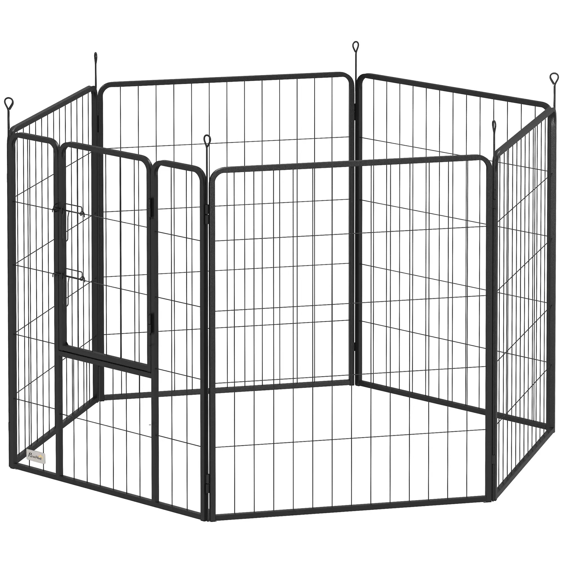 Heavy Duty Dog Playpen, 6 Panels, 39"H, Door for Large Dogs Houses, Kennels & Pens Grey at Gallery Canada