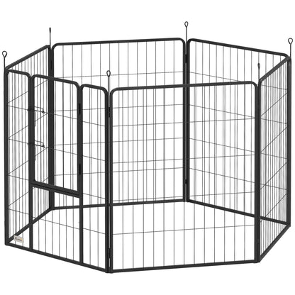 Heavy Duty Dog Playpen, 6 Panels, 39"H, Door for Large Dogs Houses, Kennels & Pens Grey at Gallery Canada
