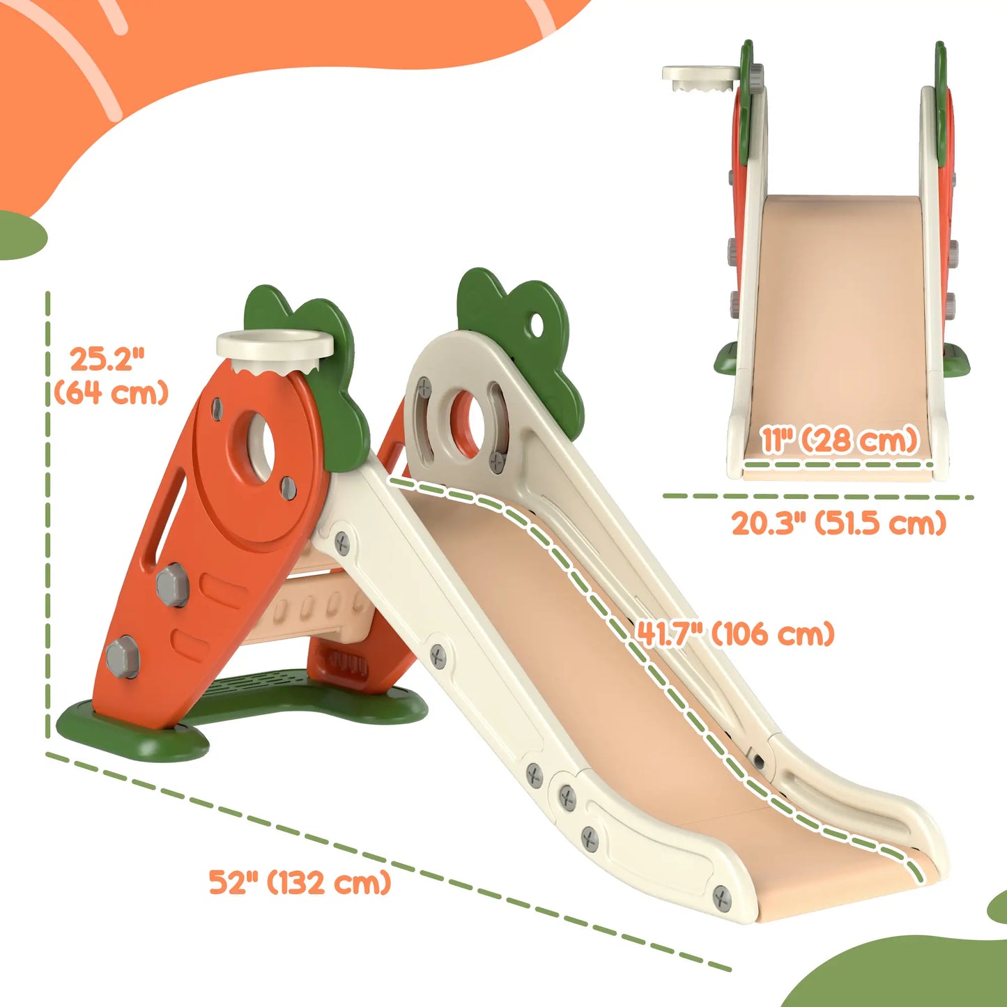 Foldable Toddler Slide, Basketball Hoop, Climber, 1-3 Years, Orange Gym Sets & Swings at Gallery Canada