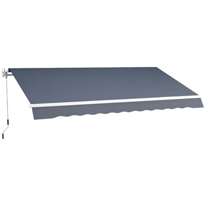 12' x 8' Retractable Patio Awning, Manual Crank, UV Water-Resistant, Grey Deck Awnings at Gallery Canada