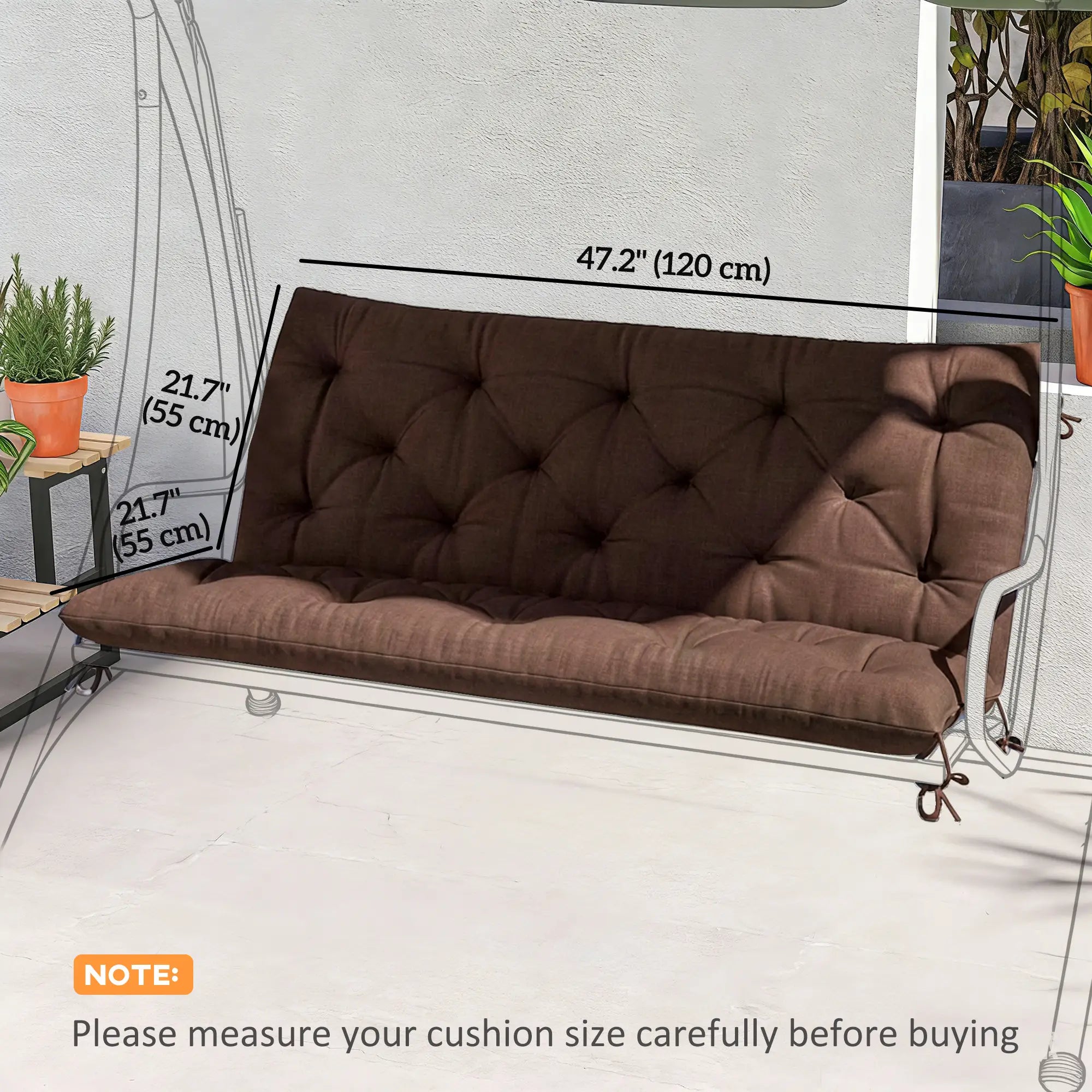 2 Seater Garden Bench Cushion, 47