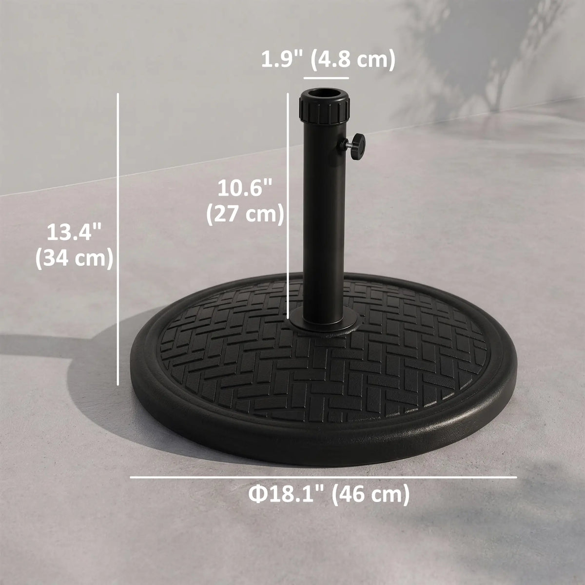 31lbs Concrete Umbrella Base, Round Outdoor Stand, Black