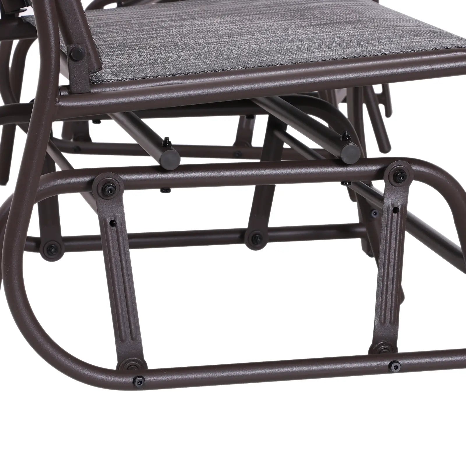 Double Glider Chair with Glass Top Table, Outdoor High Back, Grey Outdoor Gliders at Gallery Canada