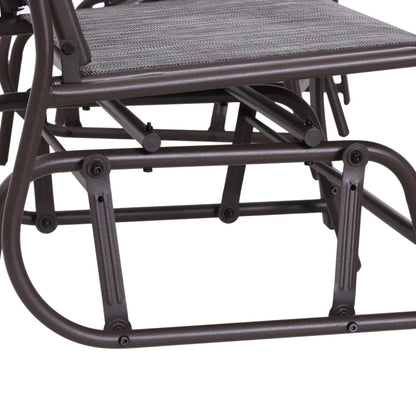 Double Glider Chair with Glass Top Table, Outdoor High Back, Grey Outdoor Gliders at Gallery Canada