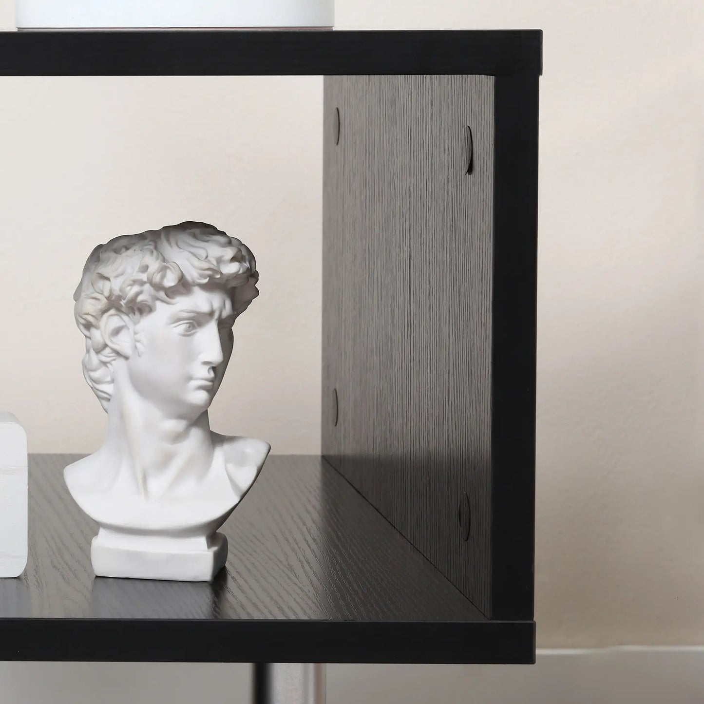 Wooden S Shape End Table, 3 Tier Storage Shelves, Black Side Tables at Gallery Canada