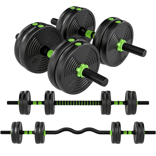 Adjustable Dumbbell Set, 3 in 1 Weights, 33lb with Connector, Non-Slip Grip Dumbbells & Barbells Green at Gallery Canada