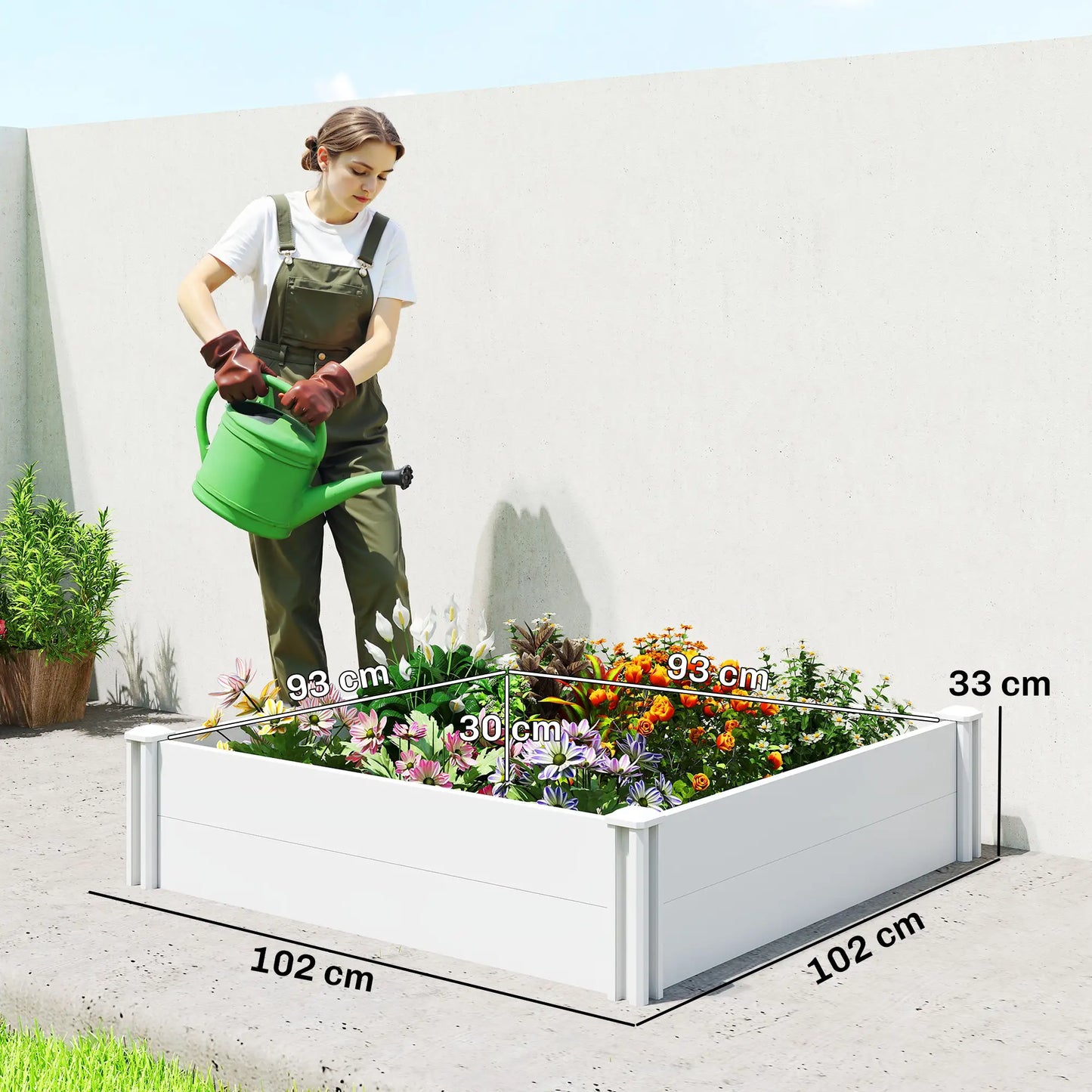 White Vinyl Raised Garden Bed Kit, 3 x 3 x 1ft Modular Elevated Box, White Raised Garden Beds at Gallery Canada