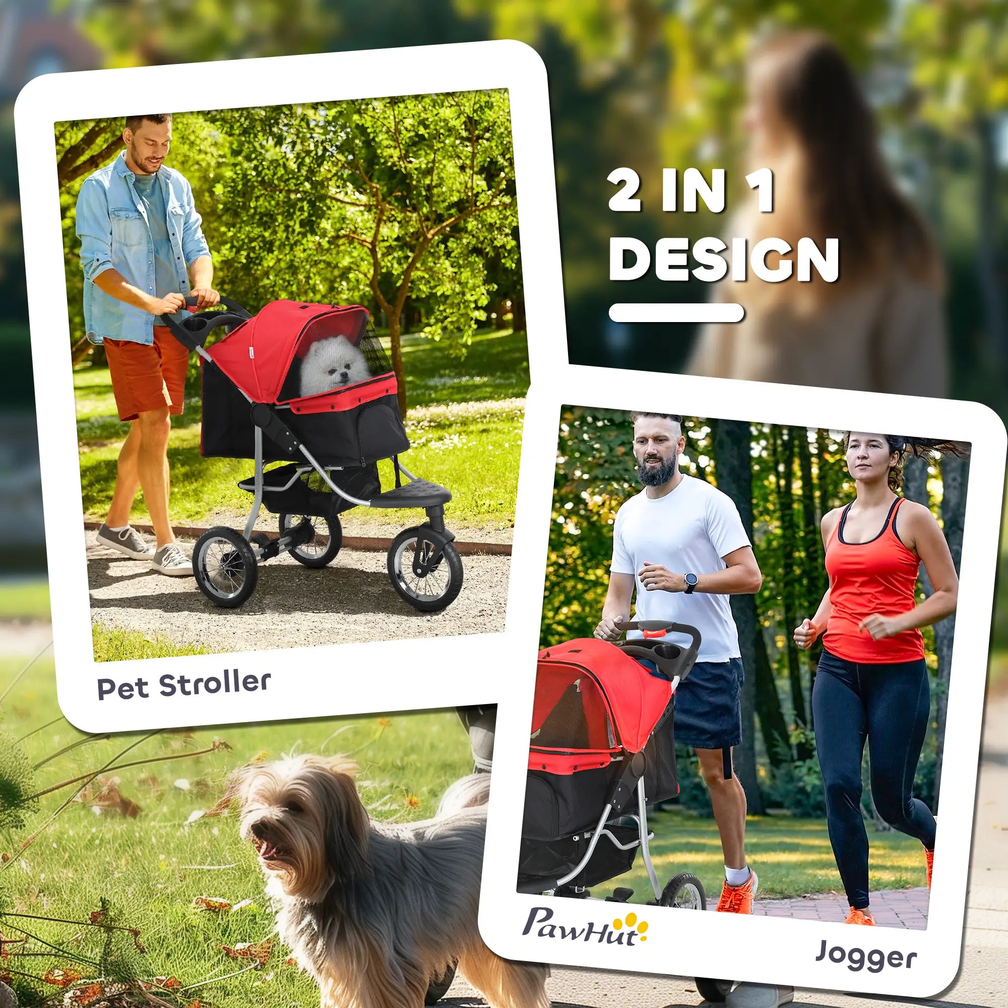 Lightweight Pet Stroller, 3-Rubber Wheels, Adjustable Canopy, Zippered Mesh, Red Dog Bike Trailers & Strollers at Gallery Canada