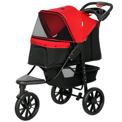 3 Wheel Folding Dog Stroller, Adjustable Canopy, Storage Brake, Mesh Window, S&M Dogs, Red Dog Bike Trailers & Strollers Red, Black at Gallery Canada