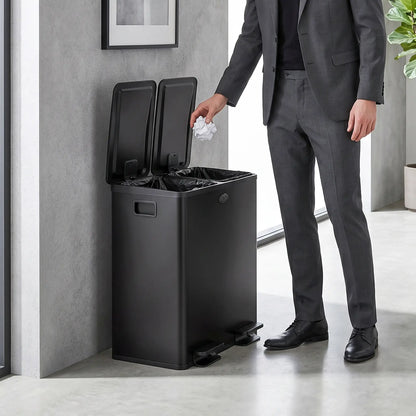 Dual Garbage Bin, Soft Close Trash Can, 2 x 20 Liter, Black Household Supplies at Gallery Canada