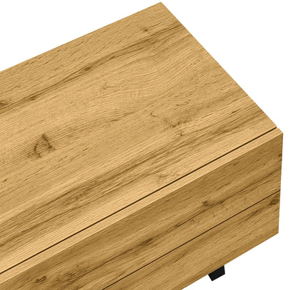 TV Stand, U-Shaped Metal Legs, 3 Doors, 2 Compartments, 67" L x 14" W x 16.5" H, Black+Natural TV Stands at Gallery Canada