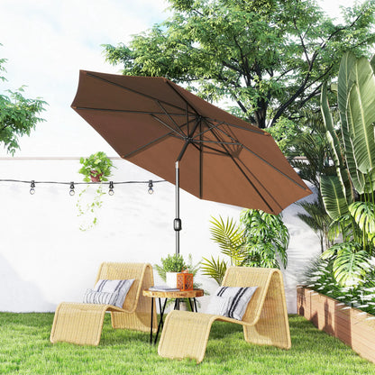 10' x 8' Round Market Umbrella, Crank Handle, Tilt, Outdoor Parasol Sun Umbrellas at Gallery Canada