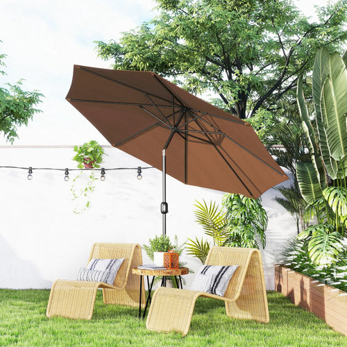 10' x 8' Round Market Umbrella, Crank Handle, Tilt, Outdoor Parasol