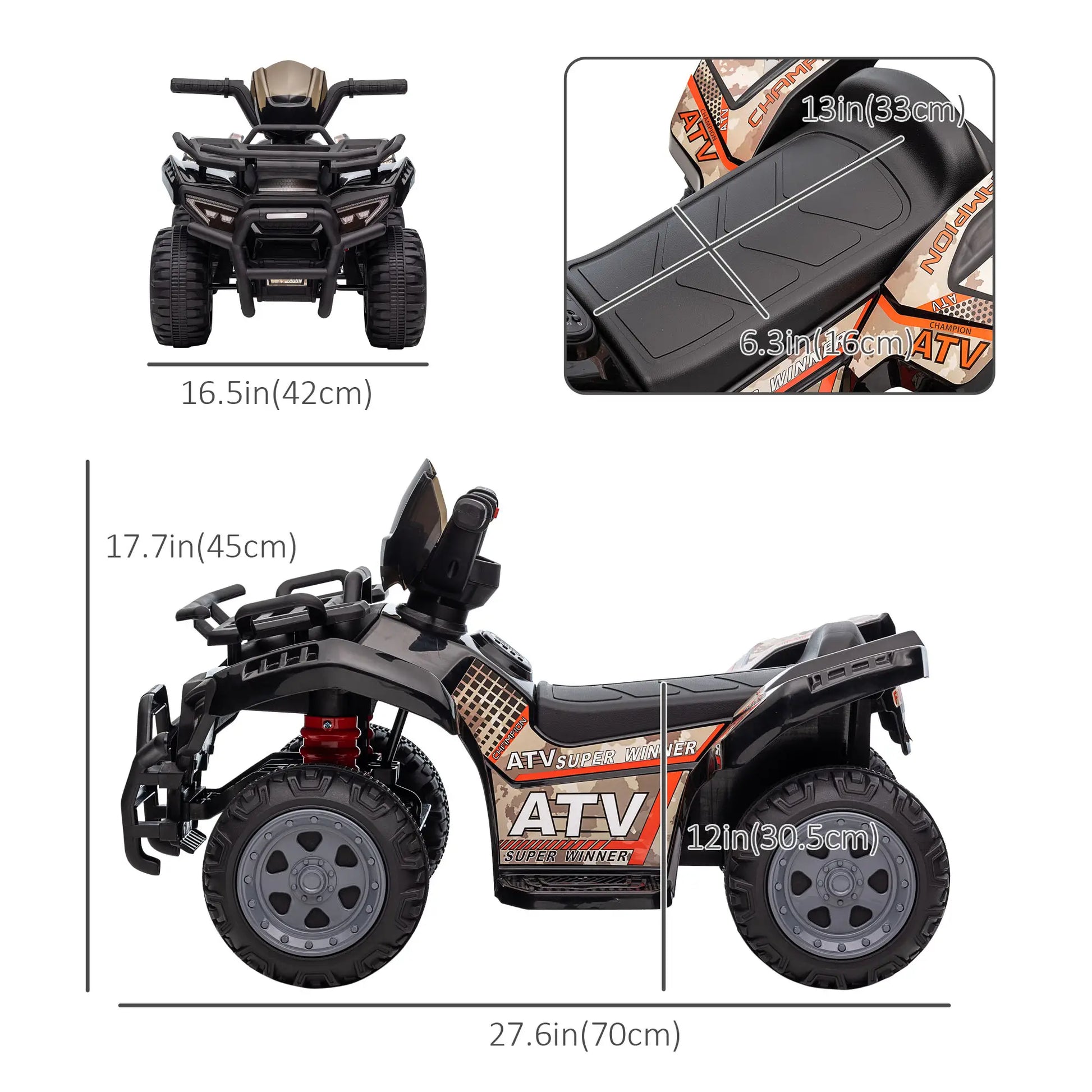 Kids Ride-On ATV Quad Bike, 6V Battery Powered, 18-36 Months, Black Electric Toy Cars at Gallery Canada