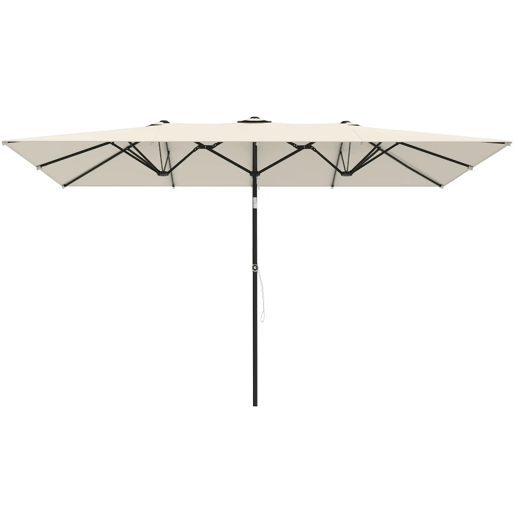 Double-Sided Patio Umbrella With Tilt, Adjustable Height, Vents, 12 Ribs, White Double-sided Umbrellas White at Gallery Canada