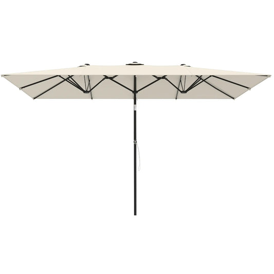 Double-Sided Patio Umbrella With Tilt, Adjustable Height, Vents, 12 Ribs, White Double-sided Umbrellas White at Gallery Canada