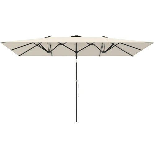 Double-Sided Patio Umbrella With Tilt, Adjustable Height, Vents, 12 Ribs, White