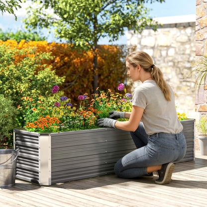 6' x 1.5' x 1.3' Galvanized Raised Garden Bed, Elevated Metal Planter Box, Light Grey Galvanized Planter Boxes at Gallery Canada