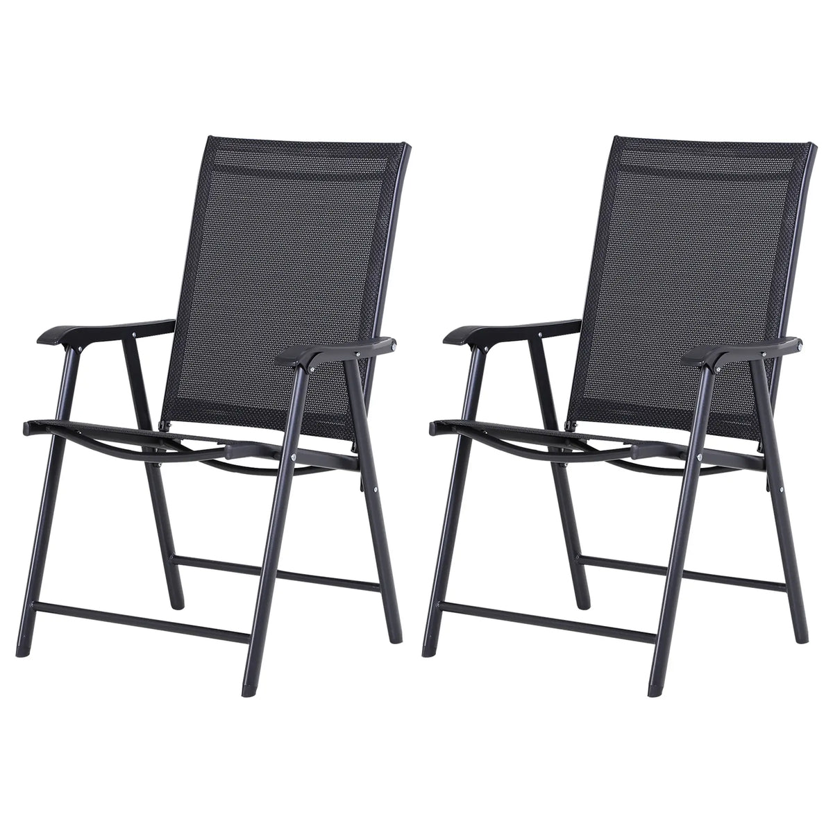 2-Piece Folding Dining Chair Set with Armrests, Black Patio Chairs Black at Gallery Canada