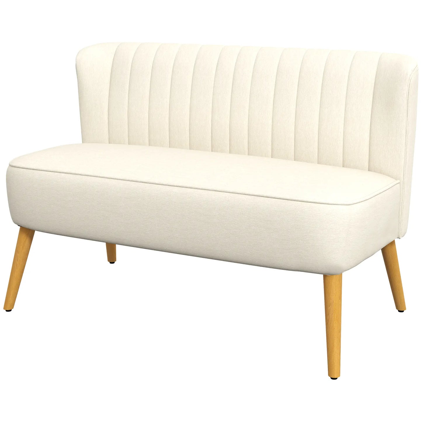 Modern 2 Seat Sofa, Upholstered Two Seater Couch, Cream White 2-Seater Sofas Cream White, Natural at Gallery Canada