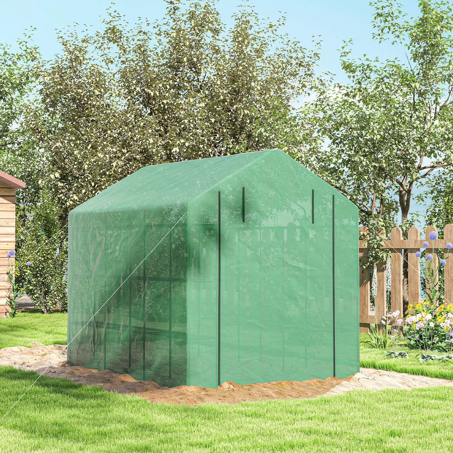 8' x 6' x 7' Portable Walk-In Greenhouse, 18 Shelves, Water/UV Resistant Cover, Roll Up Door Walk In Greenhouses at Gallery Canada