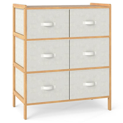 Fabric Dresser with 6 Drawers with 6 Folding Fabric Bins for Bedroom Living Room, Natural Dressers & Chests Natural at Gallery Canada