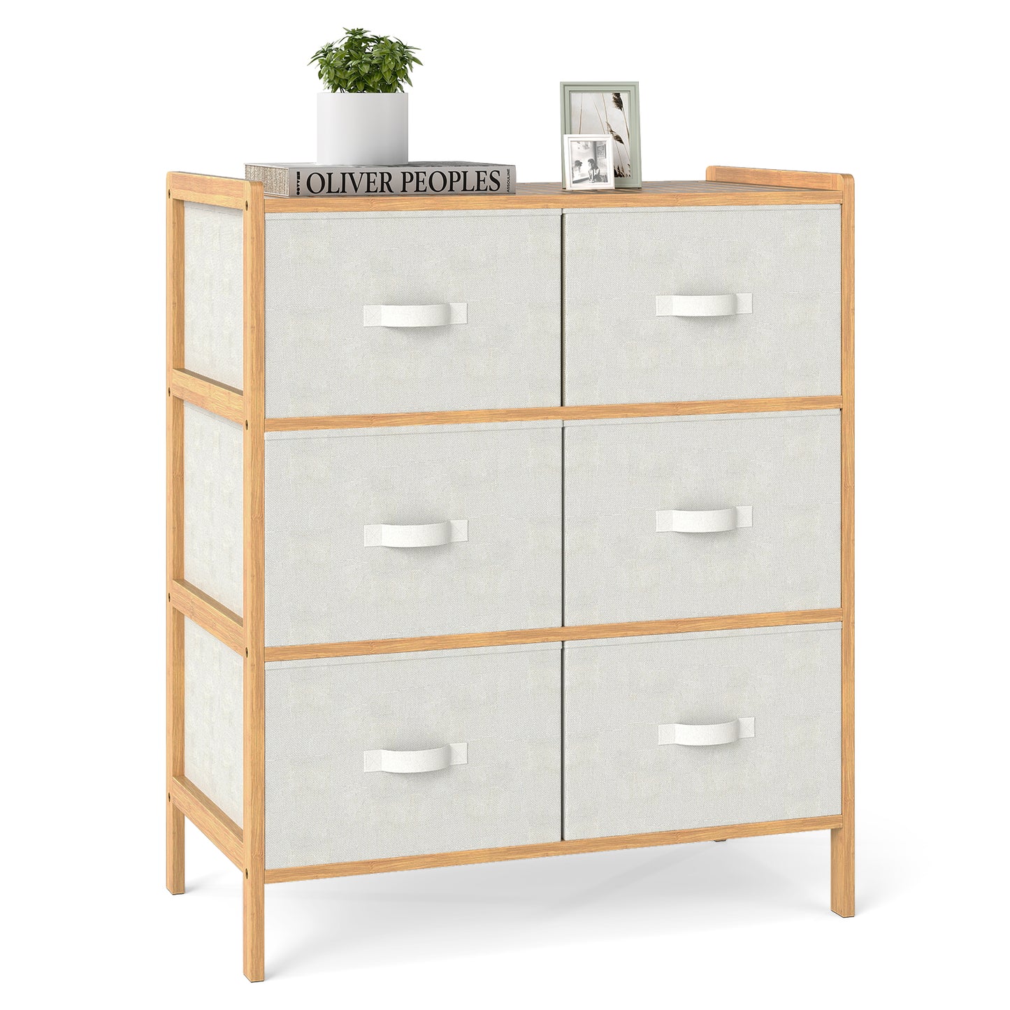 Fabric Dresser with 6 Drawers with 6 Folding Fabric Bins for Bedroom Living Room, Natural Dressers & Chests at Gallery Canada