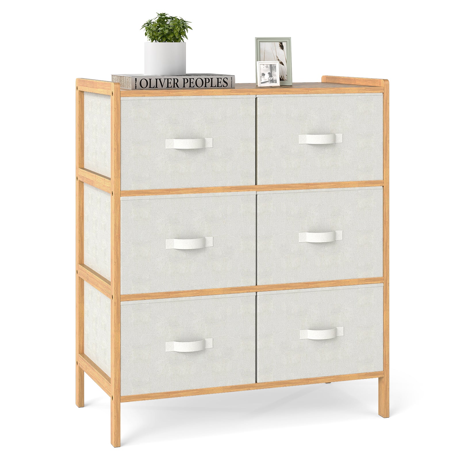 Fabric Dresser with 6 Drawers with 6 Folding Fabric Bins for Bedroom Living Room, Natural Dressers & Chests at Gallery Canada