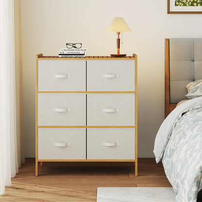 Fabric Dresser with 6 Drawers with 6 Folding Fabric Bins for Bedroom Living Room, Natural Dressers & Chests at Gallery Canada
