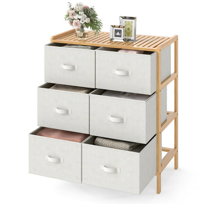 Fabric Dresser with 6 Drawers with 6 Folding Fabric Bins for Bedroom Living Room, Natural Dressers & Chests at Gallery Canada