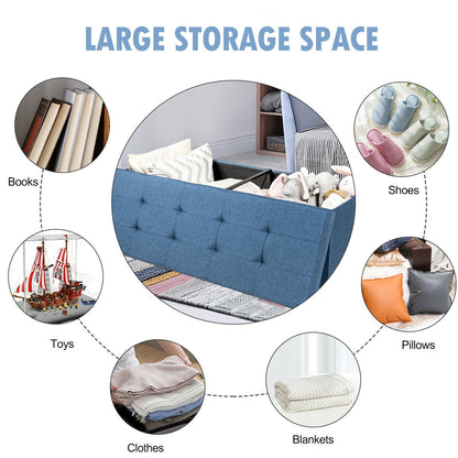 Fabric Folding Storage Bed End Bench, Navy Shoe Racks & Storage Benches at Gallery Canada