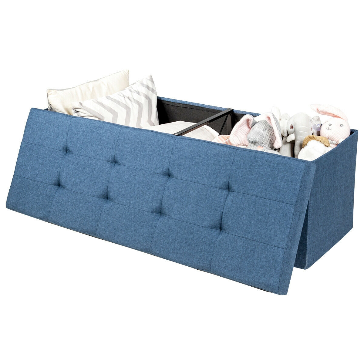 Fabric Folding Storage Bed End Bench, Navy Shoe Racks & Storage Benches at Gallery Canada
