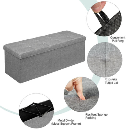 Fabric Folding Storage Bed End Bench, Light Gray Shoe Racks & Storage Benches at Gallery Canada